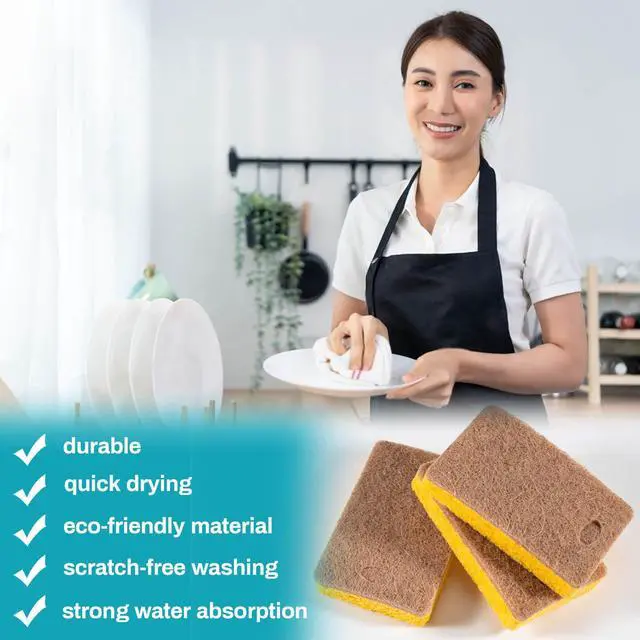 Alt view image 4 of 7 - 10PCS Natural Sponges for Dishes - Biodegradable Sponges Kitchen Eco Friendly Dish Sponge Non-Scratch Sponges for Cleaning Kitchen