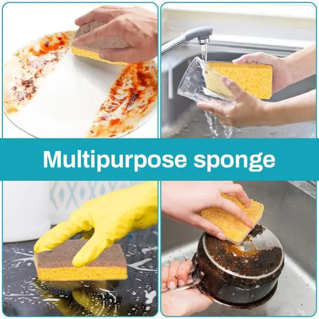Alt view image 6 of 7 - 10PCS Natural Sponges for Dishes - Biodegradable Sponges Kitchen Eco Friendly Dish Sponge Non-Scratch Sponges for Cleaning Kitchen