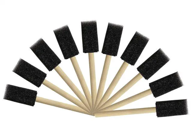 Main image of 10PCS Foam Brushes Sponge Painting Brushes with Handle for Staining Polyurethane Acrylic Painting Art Craft Projects Applying Varnishes Furniture Wood Car Home Decors (Black, 1 Inch)