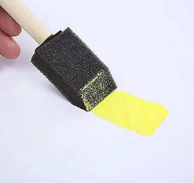 Alt view image 3 of 6 - 10PCS Foam Brushes Sponge Painting Brushes with Handle for Staining Polyurethane Acrylic Painting Art Craft Projects Applying Varnishes Furniture Wood Car Home Decors (Black, 1 Inch)
