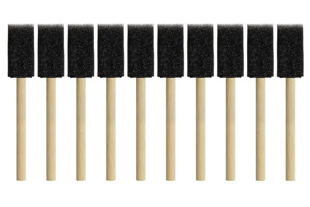 Alt view image 2 of 6 - 10PCS Foam Brushes Sponge Painting Brushes with Handle for Staining Polyurethane Acrylic Painting Art Craft Projects Applying Varnishes Furniture Wood Car Home Decors (Black, 1 Inch)