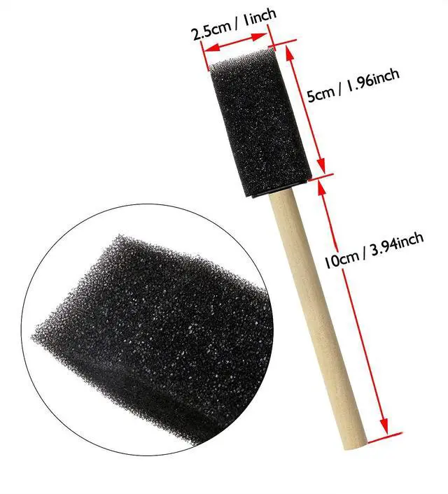 Alt view image 6 of 6 - 10PCS Foam Brushes Sponge Painting Brushes with Handle for Staining Polyurethane Acrylic Painting Art Craft Projects Applying Varnishes Furniture Wood Car Home Decors (Black, 1 Inch)