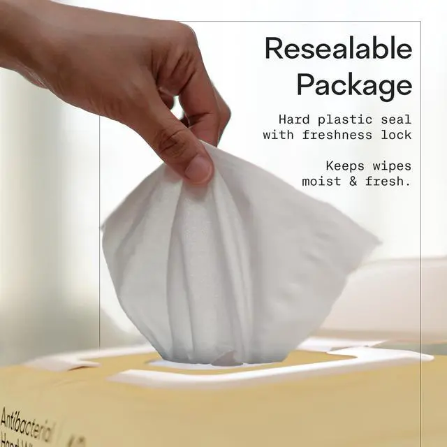 Alt view image 5 of 7 - Antibacterial Hand Wipes - Antibacterial Wipes With Aloe and Vitamin E | 6.69 x 6.3 in Antibacterial Wet Wipes |No Parabens, Sulfates or Phthalates, Kills 99.9% of Germs Honey Wildflower 40 Ct