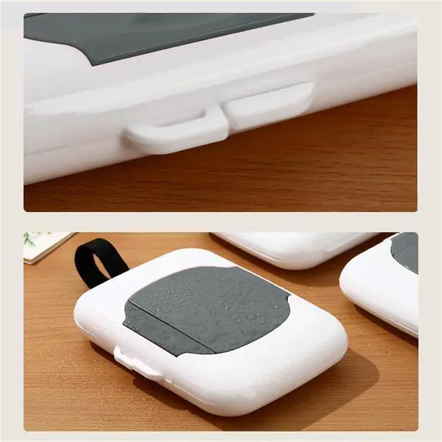 Alt view image 5 of 7 - 1Pc Travel Wipe Holder Reusable Wet Wipe Container Box Strollers Hanging Dispensers Refillable Wipe Case Safe Wet Storage Wipe Holders Wipes and HoldersGray