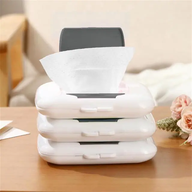 Alt view image 3 of 7 - 1Pc Travel Wipe Holder Reusable Wet Wipe Container Box Strollers Hanging Dispensers Refillable Wipe Case Safe Wet Storage Wipe Holders Wipes and HoldersGray