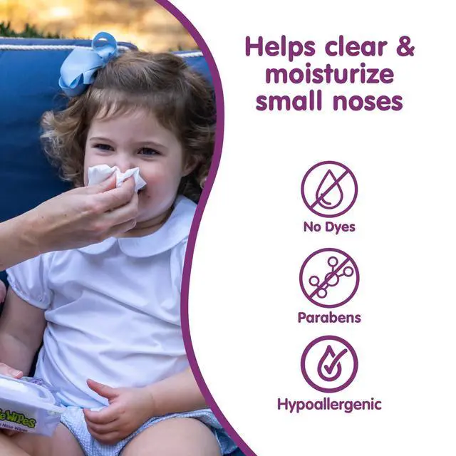 Alt view image 5 of 7 - Wipes Saline Nose Wipes - 30 Count - Grape Scent, Hypoallergenic & Alcohol-Free - Allergy Relief - Made with Natural Saline, Aloe, Chamomile & Vitamin E - Diaper Bag Essential