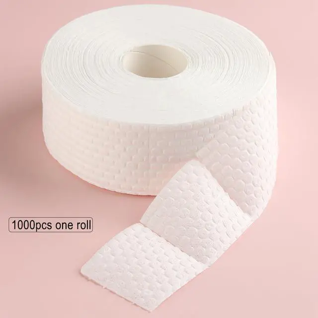 Alt view image 2 of 7 - 1000Pcs/1 Roll Lint Free Nail Wipes, Nail Polish Remover Pads, White Cotton Pads Wipes for Gel Nails, Dust Cleaning Degreasing Nail Napkins Cotton Swabs, Manicure Salon Supplies