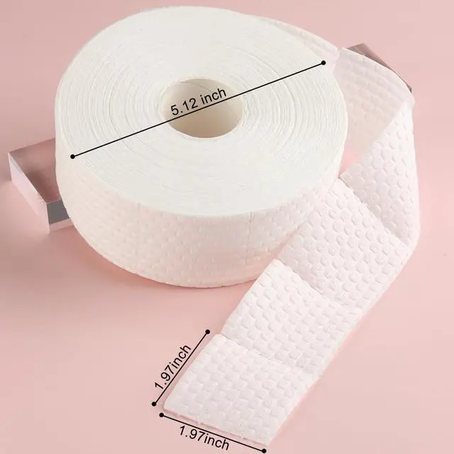 Alt view image 3 of 7 - 1000Pcs/1 Roll Lint Free Nail Wipes, Nail Polish Remover Pads, White Cotton Pads Wipes for Gel Nails, Dust Cleaning Degreasing Nail Napkins Cotton Swabs, Manicure Salon Supplies