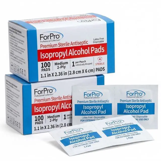 Main image of Alcohol Prep Pads, 200-Count Sterile Alcohol Wipes Individually Wrapped, 70% Isopropyl, Medium 2-Ply Medical Grade Antiseptic Pads, Latex-Free, First Aid & Injection Prep, Gamma Sterilized