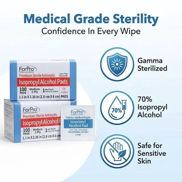 Alt view image 4 of 7 - Alcohol Prep Pads, 200-Count Sterile Alcohol Wipes Individually Wrapped, 70% Isopropyl, Medium 2-Ply Medical Grade Antiseptic Pads, Latex-Free, First Aid & Injection Prep, Gamma Sterilized
