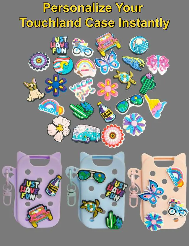 Alt view image 6 of 7 - Hand Sanitizer Case with 25 Summer Style Charms for Touchland, Blue Case