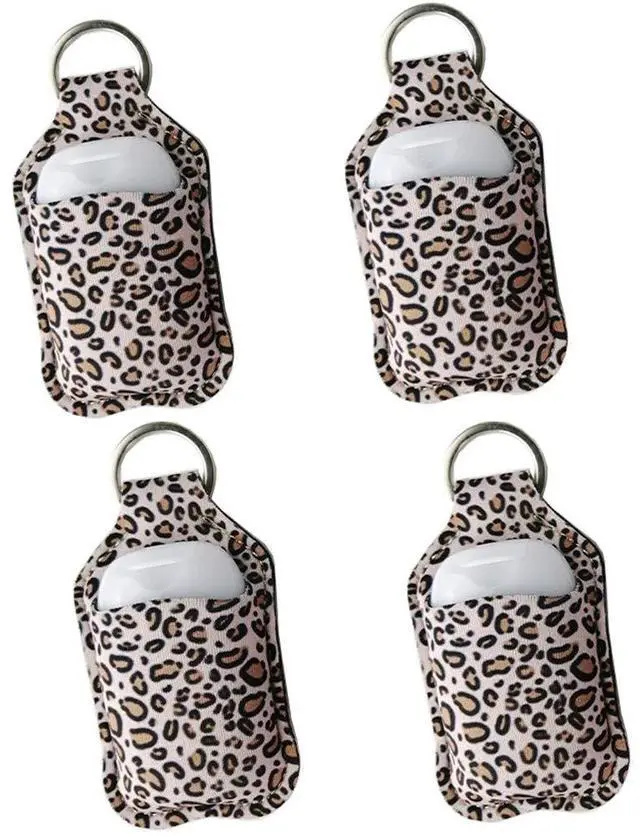 Main image of 4 Piece Bottle Holder Keyring Neoprene Keychain for 30ML Gym Shampoo Soap Perfume and Liquids Travel Containers