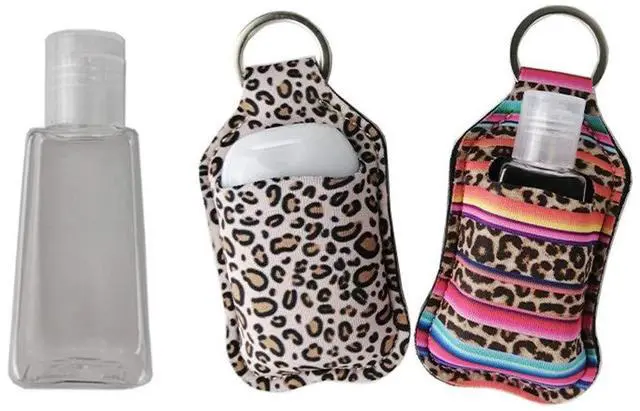 Alt view image 2 of 3 - 4 Piece Bottle Holder Keyring Neoprene Keychain for 30ML Gym Shampoo Soap Perfume and Liquids Travel Containers