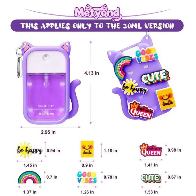 Alt view image 2 of 7 - Silicone Case Compatible with Touchland Hand Sanitizer Spray 1 FL OZ/30ML, Portable Cat-shaped Case with 6 Charms and Keychain, Cute Hand Sanitizer Spray Accessory (1PCS Purple)