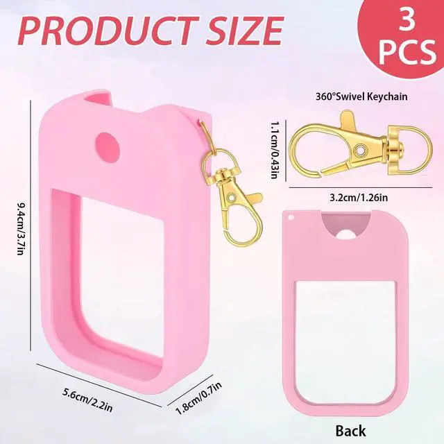 Alt view image 3 of 7 - 3piece Silicone Case Compatible With Touchland Hand Sanitizer Spray, Protective Case With Keychain For Spray 1 Fl Oz, Travel Size, Compatible With Power Mist & Glow Mist (Red,Pink,Orange)