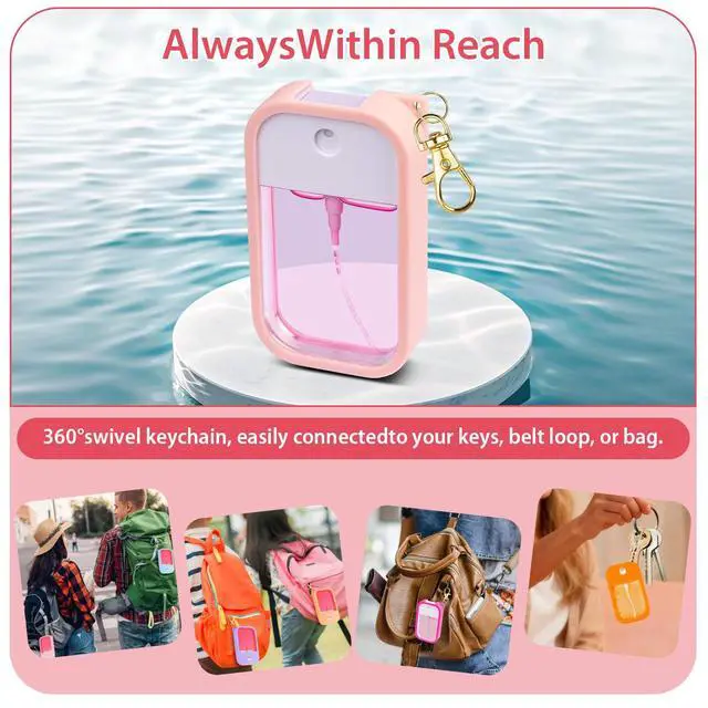 Alt view image 7 of 7 - 3piece Silicone Case Compatible With Touchland Hand Sanitizer Spray, Protective Case With Keychain For Spray 1 Fl Oz, Travel Size, Compatible With Power Mist & Glow Mist (Red,Pink,Orange)