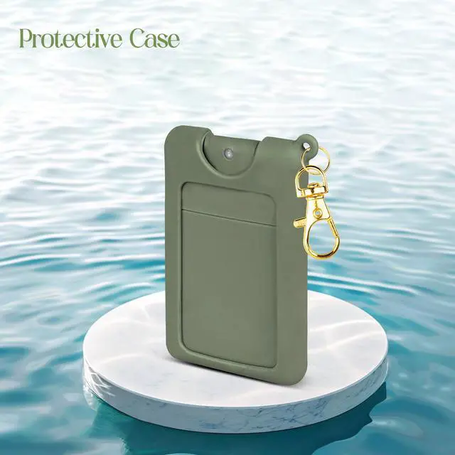 Alt view image 3 of 7 - Silicone Case Compatible with Noshinku Pocket Hand Sanitizer, Protective Case with Keychain for Refillable Travel Size, Hand Sanitizer Spray Accessory (Green)