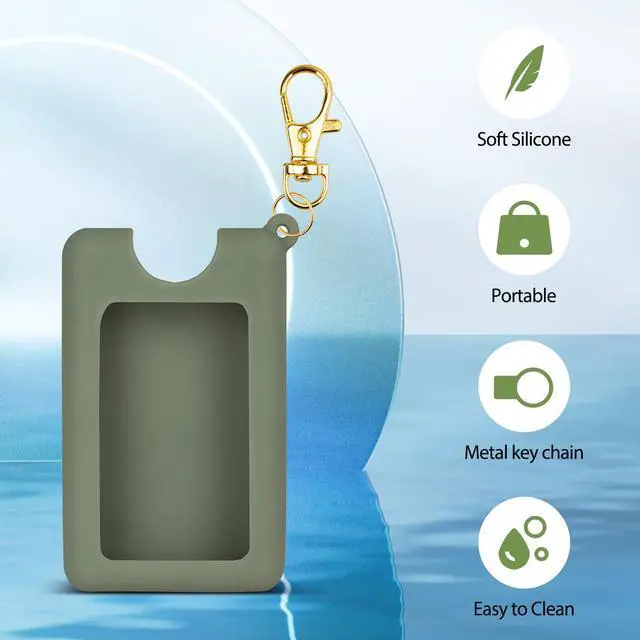 Alt view image 4 of 7 - Silicone Case Compatible with Noshinku Pocket Hand Sanitizer, Protective Case with Keychain for Refillable Travel Size, Hand Sanitizer Spray Accessory (Green)