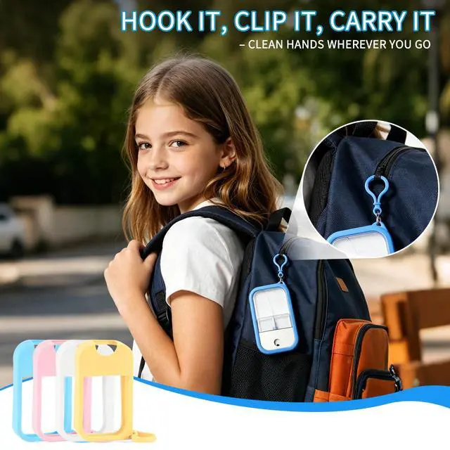 Alt view image 7 of 7 - Hand Sanitizer Spray Case Compatible with Wish, 4 Packs Soft Silicone Protective Cases with Keychain, Easy to Clean, Practical and Portable, NonSlip, Fit Design, Suitable for Daily Use