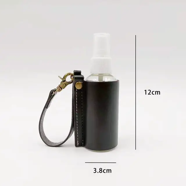 Alt view image 4 of 7 - Disinfectant Holder - 60ml Sanitizing Spray Bottle Bag Holder - Belt Loops, Clip On Backpacks & Purses -(Reusable White Bottles) (Black Bottle Sleeve)