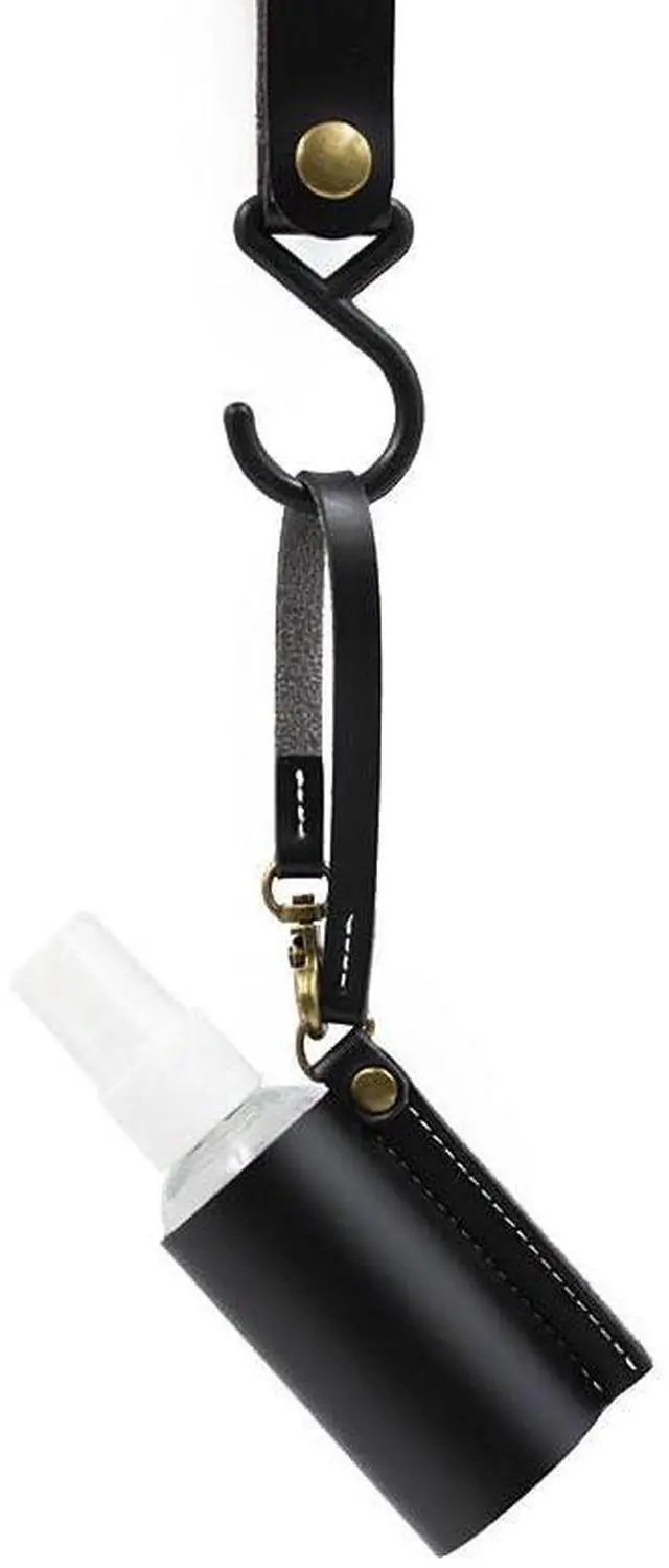 Main image of Disinfectant Holder - 60ml Sanitizing Spray Bottle Bag Holder - Belt Loops, Clip On Backpacks & Purses -(Reusable White Bottles) (Black Bottle Sleeve)