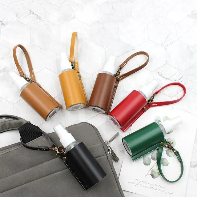 Alt view image 7 of 7 - Disinfectant Holder - 60ml Sanitizing Spray Bottle Bag Holder - Belt Loops, Clip On Backpacks & Purses -(Reusable White Bottles) (Black Bottle Sleeve)