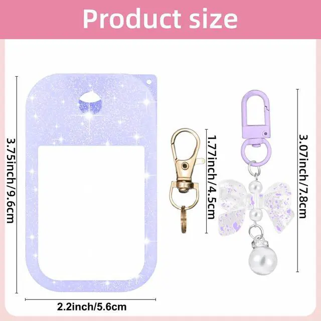 Alt view image 4 of 7 - Hand Sanitizer Spray Case Compatible with Touchland Power Mist 1 oz(30 ml) - with Bow Keychain Silicone Protective Cover Accessories for Touchland (Glittery Purple)