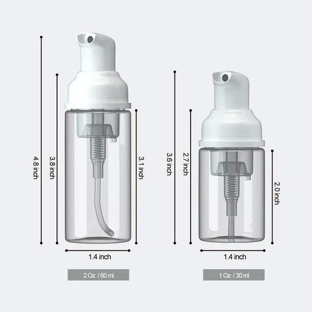 Alt view image 2 of 6 - 2 Pcs Empty Foam Pump Bottle 2oz/60ml Travel Size Plastic Pump Bottle Soap Bottle Portable Small Hand Sanitizer Dispenser Bottles, Refillable Clear Instant Foaming Bottles for Hand Lotion Shampoo