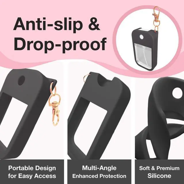 Alt view image 2 of 7 - 2 PCS Soft Silicone Case for Touchland Power Mist (1FL. OZ./30 mL), Protective and Stylish Case with Keychain Compatible with Touchland Hand Sanitizer Spray (White/Black)