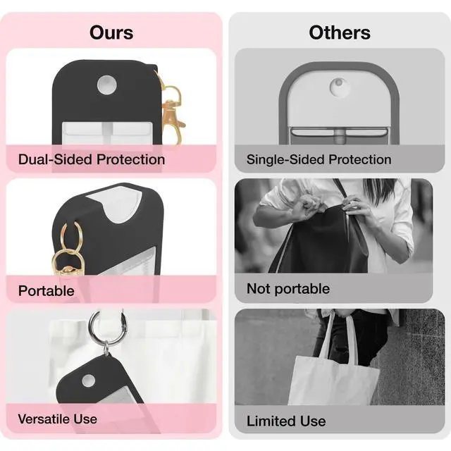 Alt view image 3 of 7 - 2 PCS Soft Silicone Case for Touchland Power Mist (1FL. OZ./30 mL), Protective and Stylish Case with Keychain Compatible with Touchland Hand Sanitizer Spray (White/Black)