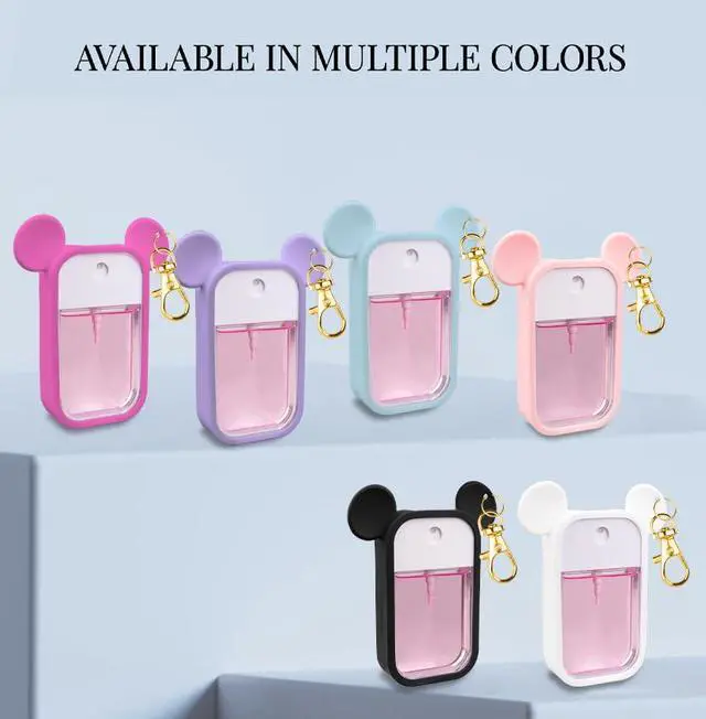 Alt view image 5 of 7 - 2 Pack Silicone Case Compatible with Touchland Hand Sanitizer Spray 1 fl oz, Mouse Design Protective Case with Keychain, Hand Sanitizer Spray Accessory (Black+White)