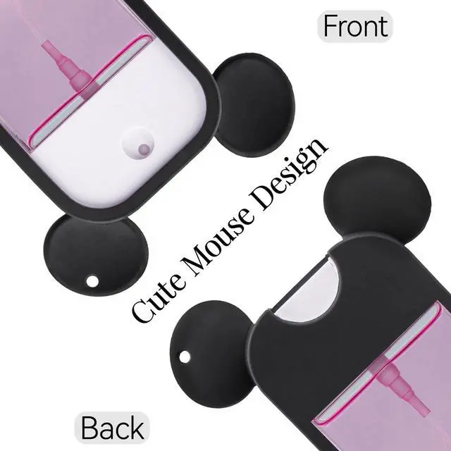 Alt view image 3 of 7 - 2 Pack Silicone Case Compatible with Touchland Hand Sanitizer Spray 1 fl oz, Mouse Design Protective Case with Keychain, Hand Sanitizer Spray Accessory (Black+White)