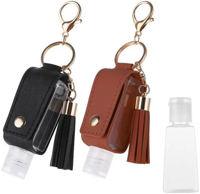Main image of 2 Pcs Hand Fluid Keychain, Portable Leather Hand Fluid Holder