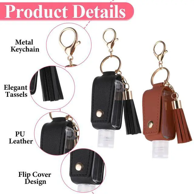 Alt view image 3 of 7 - 2 Pcs Hand Fluid Keychain, Portable Leather Hand Fluid Holder