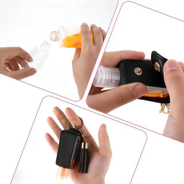 Alt view image 4 of 7 - 2 Pcs Hand Fluid Keychain, Portable Leather Hand Fluid Holder