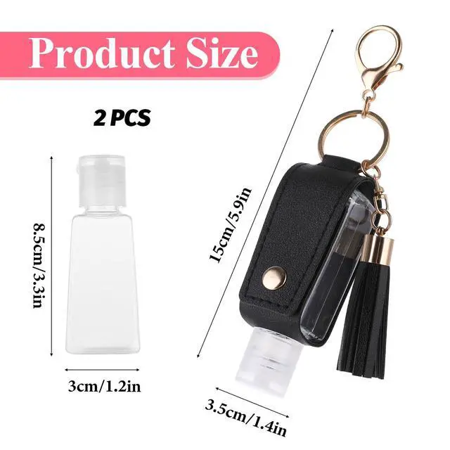 Alt view image 2 of 7 - 2 Pcs Hand Fluid Keychain, Portable Leather Hand Fluid Holder