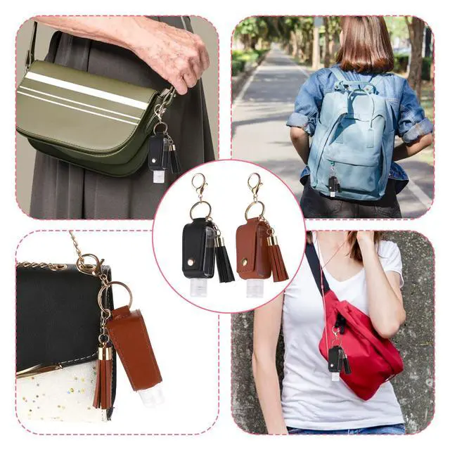 Alt view image 5 of 7 - 2 Pcs Hand Fluid Keychain, Portable Leather Hand Fluid Holder