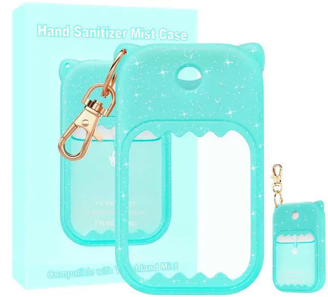 Main image of Hand Sanitizer Spray Case for Touchland Silicone Touchland Case Keychain Cute Hand Sanitizer Holder Compatible with Touch land Power Mist Gentle/Glow Mist, Glitter Blue
