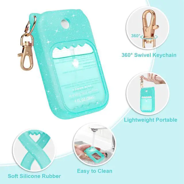 Alt view image 2 of 7 - Hand Sanitizer Spray Case for Touchland Silicone Touchland Case Keychain Cute Hand Sanitizer Holder Compatible with Touch land Power Mist Gentle/Glow Mist, Glitter Blue