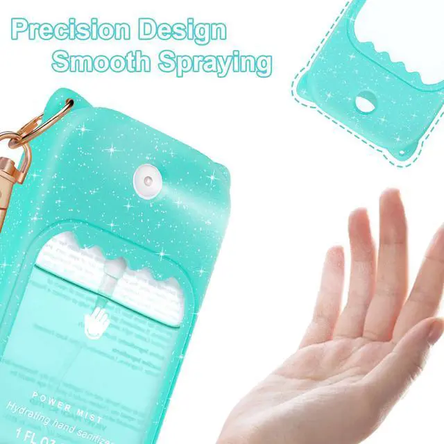 Alt view image 6 of 7 - Hand Sanitizer Spray Case for Touchland Silicone Touchland Case Keychain Cute Hand Sanitizer Holder Compatible with Touch land Power Mist Gentle/Glow Mist, Glitter Blue