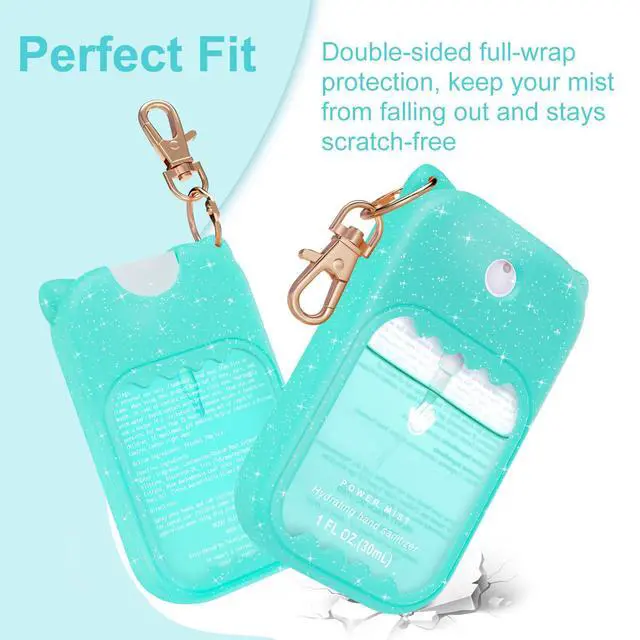 Alt view image 5 of 7 - Hand Sanitizer Spray Case for Touchland Silicone Touchland Case Keychain Cute Hand Sanitizer Holder Compatible with Touch land Power Mist Gentle/Glow Mist, Glitter Blue