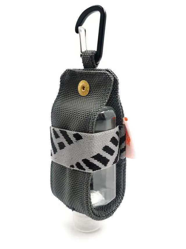 Main image of Travel Size Hand Sanitizer Holder,Bottle Case and Carabiner Carrier bag-Portable Mini Waist Bag for Liquids Clip On Belt Loop,Backpack and Purse-Includes Empty 60ml/ 2 oz Reusable Bottle (Gray)