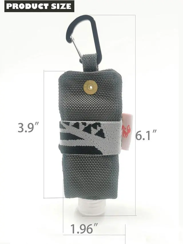Alt view image 2 of 7 - Travel Size Hand Sanitizer Holder,Bottle Case and Carabiner Carrier bag-Portable Mini Waist Bag for Liquids Clip On Belt Loop,Backpack and Purse-Includes Empty 60ml/ 2 oz Reusable Bottle (Gray)