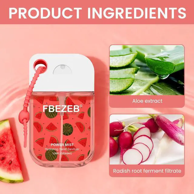 Alt view image 5 of 6 - Power Mist Hydrating Hand Sanitizer with Cute Keychain, Portable Power Sanitizer Hydrating Spray for Hand, Mini Pocket Sprayer Sanitizer for Women Teen Girl Gift (Watermelon)