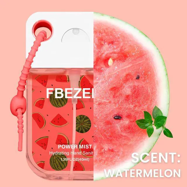 Alt view image 3 of 6 - Power Mist Hydrating Hand Sanitizer with Cute Keychain, Portable Power Sanitizer Hydrating Spray for Hand, Mini Pocket Sprayer Sanitizer for Women Teen Girl Gift (Watermelon)