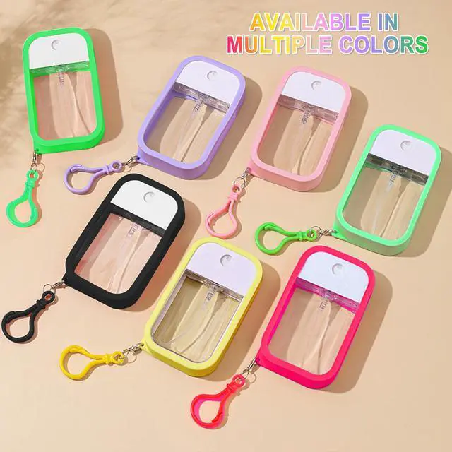 Alt view image 6 of 7 - Refillable Hand Sanitizer Spray Bottle Keychain - 1oz / 50ml Leakproof Empty Spray Bottle with Silicone Case, Funnel & Clip,Portable Mini Travel Sanitizer Holder for Purse, Pocket, Gym Bag