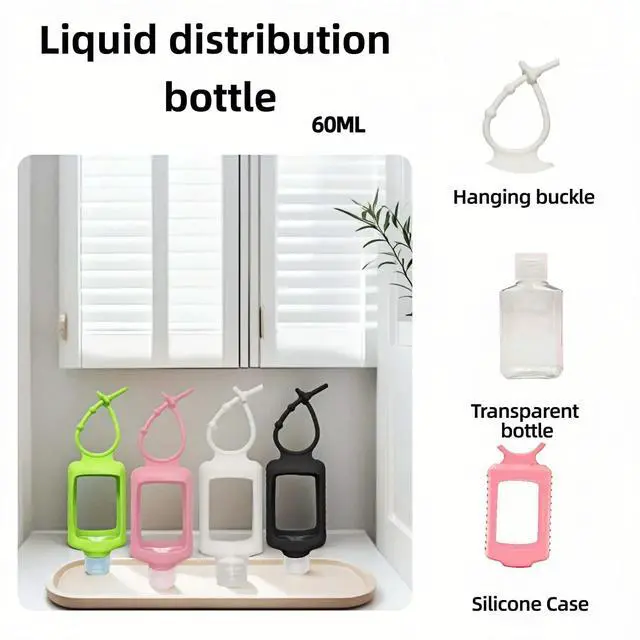 Alt view image 2 of 7 - 4 Pack Leak Proof Travel Bottles 60ml(2oz) with Silicone Sleeves & Keychain | Refillable Squeeze Containers for Toiletries, Hand Sanitizer | BPA Free PETG (Red, White, Black, Green)