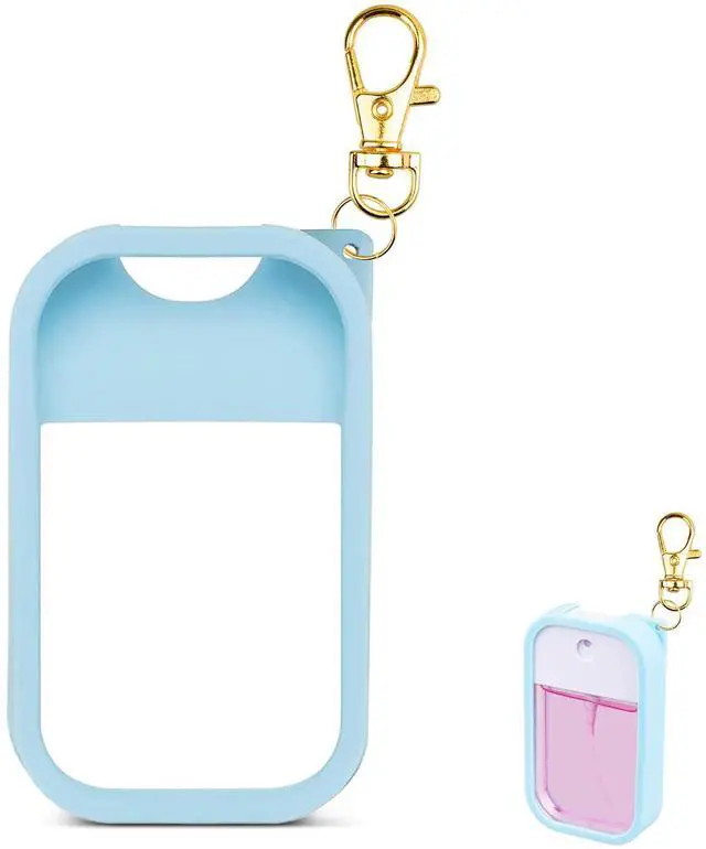 Main image of Silicone Case Compatible with Touchland Hand Sanitizer Spray, Protective Case with Keychain for Power Mist and Glow Mist 1 fl oz, Hand Sanitizer Spray Accessory (Blue, 1 Pack)