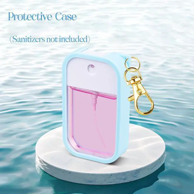 Alt view image 3 of 7 - Silicone Case Compatible with Touchland Hand Sanitizer Spray, Protective Case with Keychain for Power Mist and Glow Mist 1 fl oz, Hand Sanitizer Spray Accessory (Blue, 1 Pack)