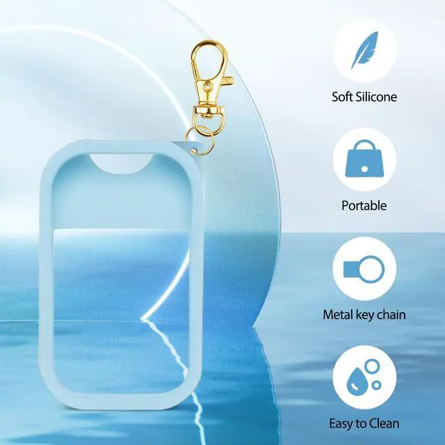 Alt view image 4 of 7 - Silicone Case Compatible with Touchland Hand Sanitizer Spray, Protective Case with Keychain for Power Mist and Glow Mist 1 fl oz, Hand Sanitizer Spray Accessory (Blue, 1 Pack)